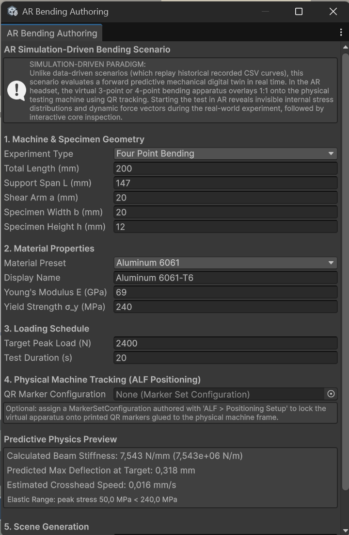 The Author AR Simulation Scenario window with the physics preview