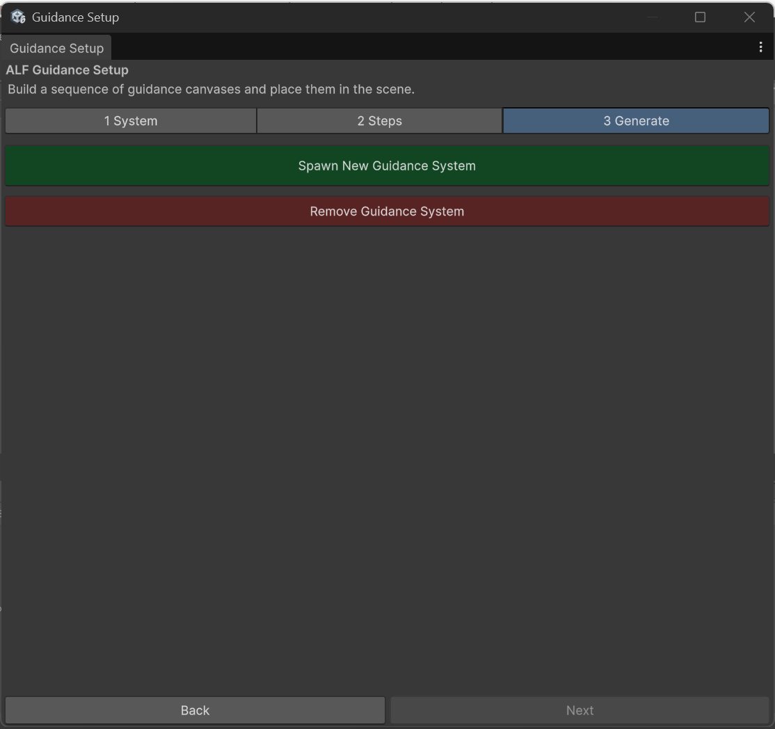 Tab 3 Generate with the Remove Guidance System button
