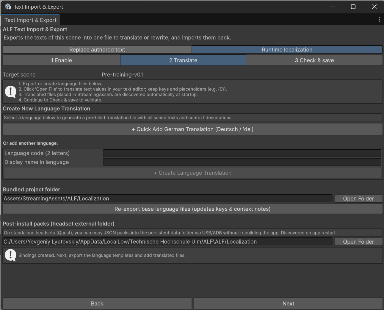Runtime localization, step 2 Translate