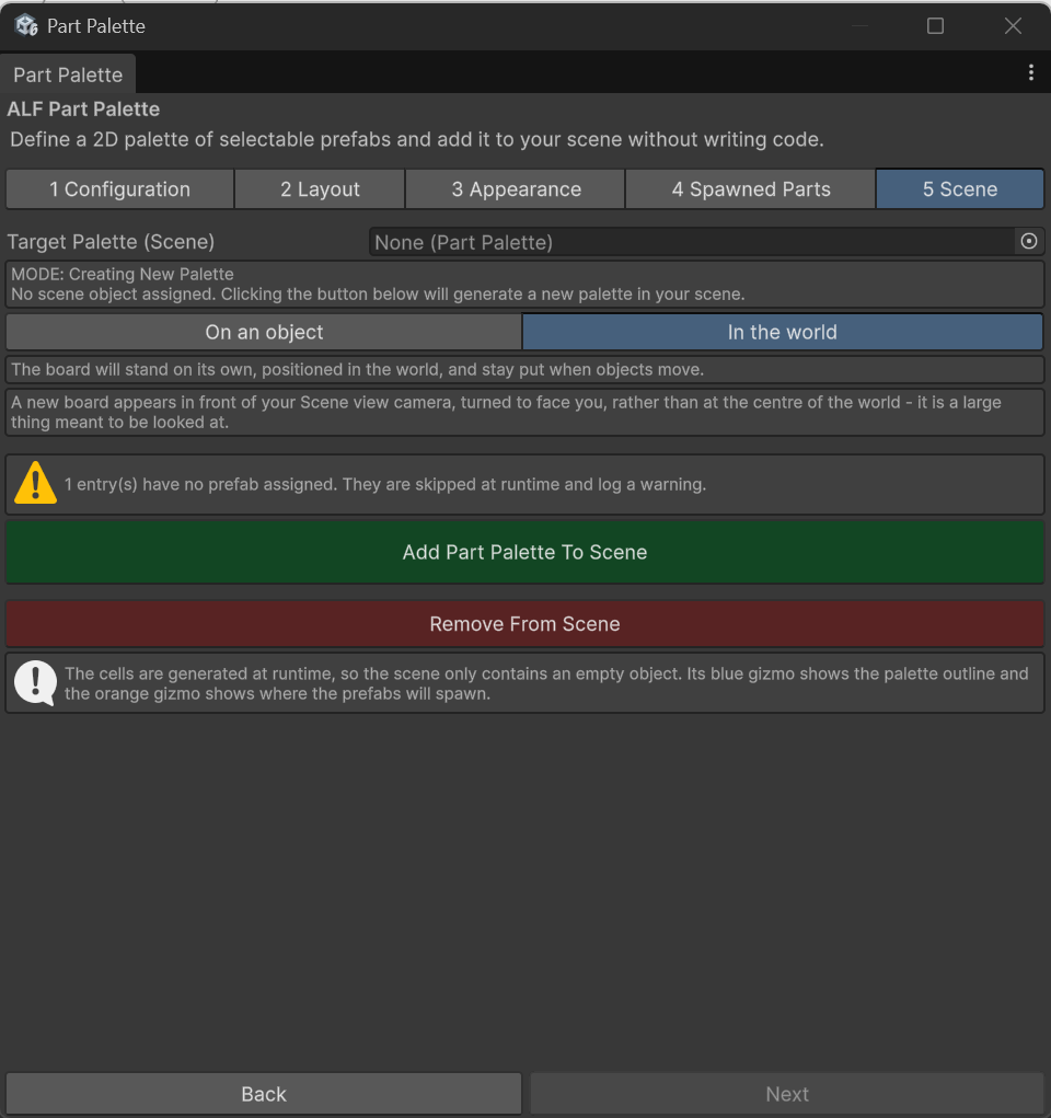Step 5 Scene with the add and remove buttons