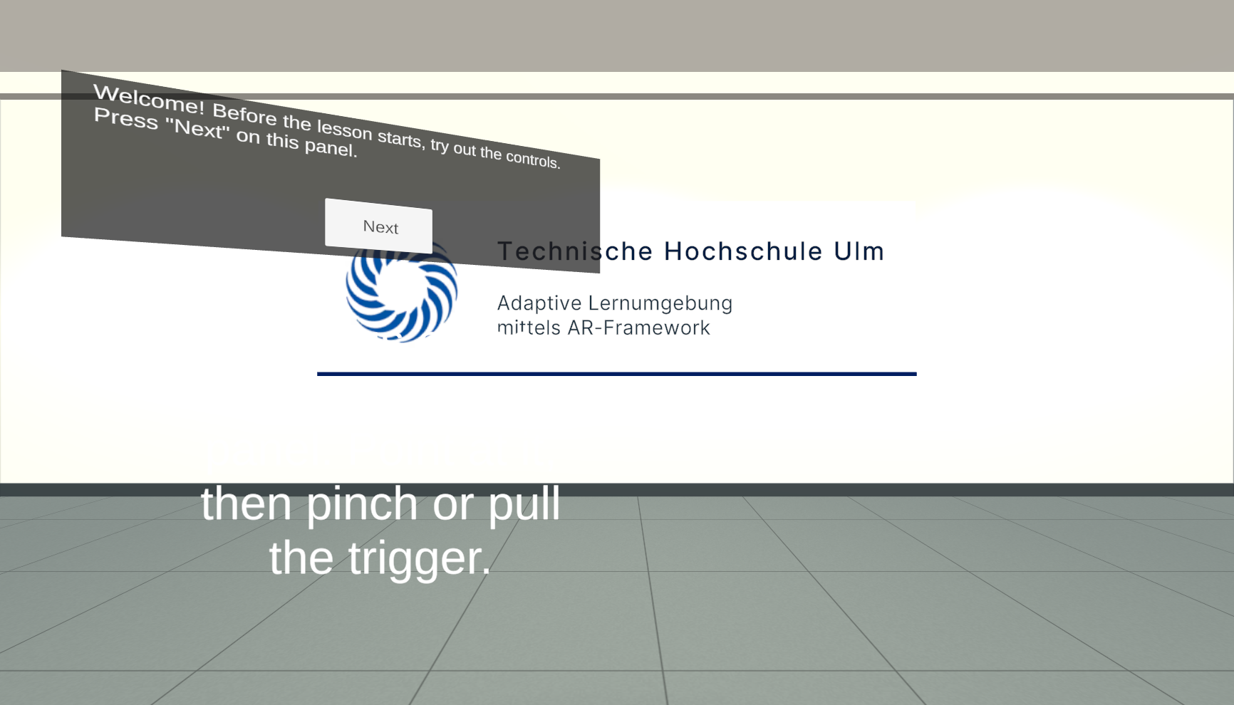 A practice step in the headset